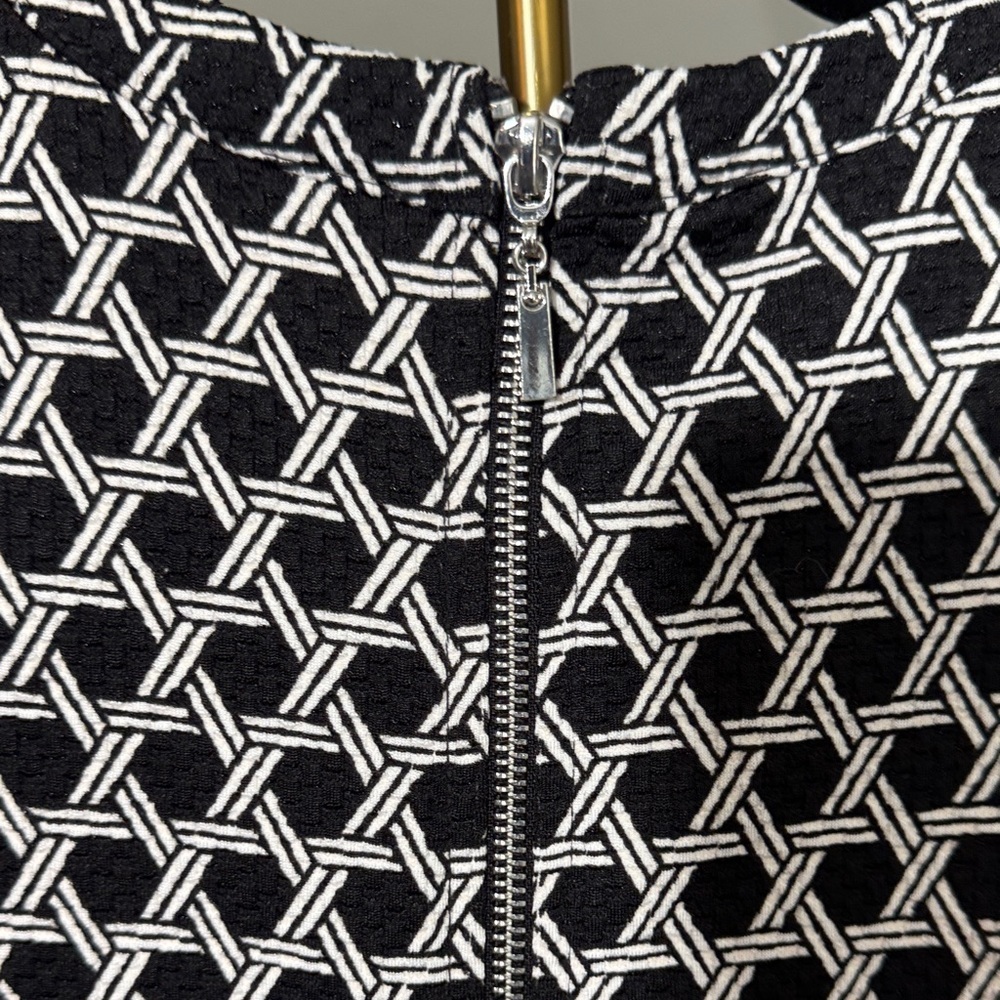 NWOT Geometric H&M Black and Blue Patterned Midi Dress Light Sparkle Body Con - Picture 6 of 13